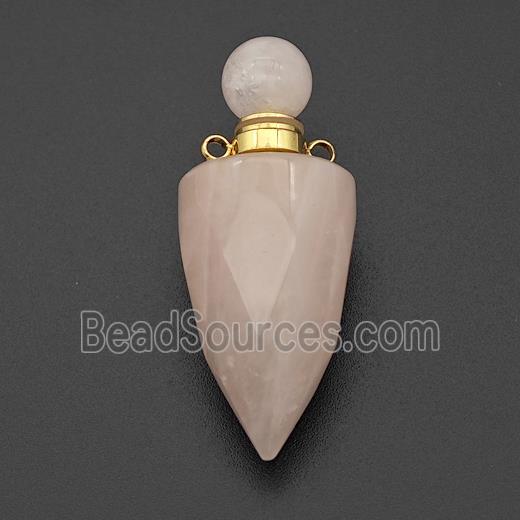 Natural Pink Rose Quartz Perfume Bottle Pendant Bullet