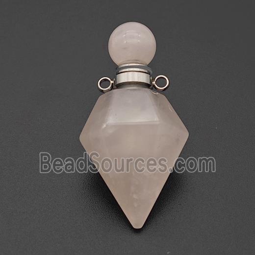 Natural Rose Quartz Perfume Bottle Pendant