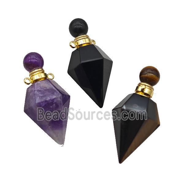 Natural Gemstone Perfume Bottle Pendant Mixed