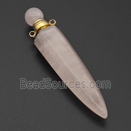 Natural Rose Quartz Perfume Bottle Pendant Bullet