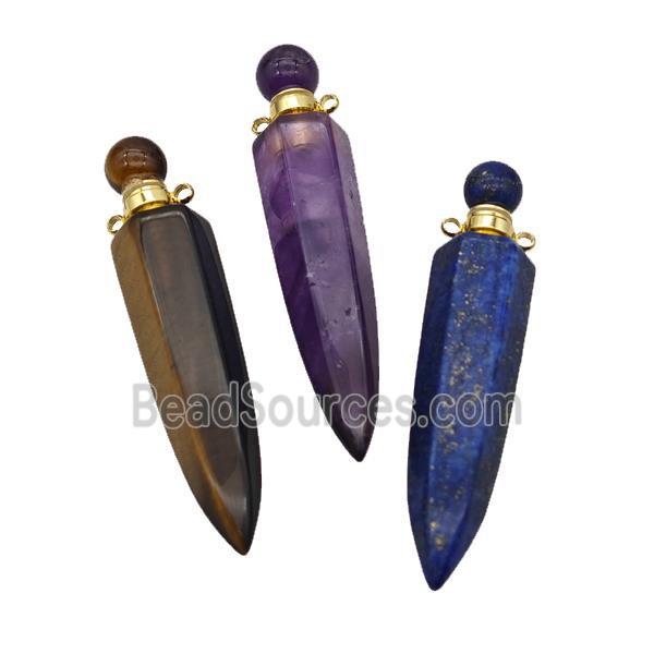 Natural Gemstone Perfume Bottle Pendant Bullet Mixed