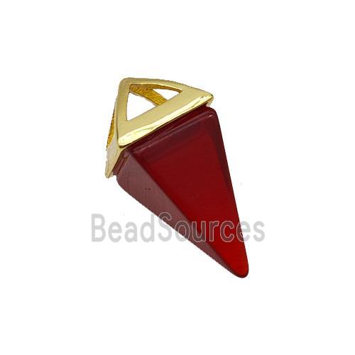 Natural Red Agate Pendulum Dye Copper Gold Plated