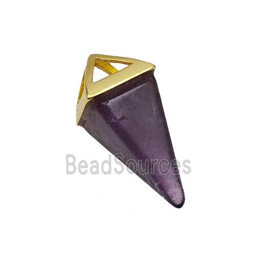 Natural Purple Amethyst Pendulum Copper Gold Plated