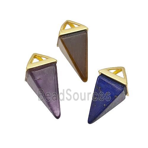 Natural Gemstone Pendulum Copper Gold Plated Mixed