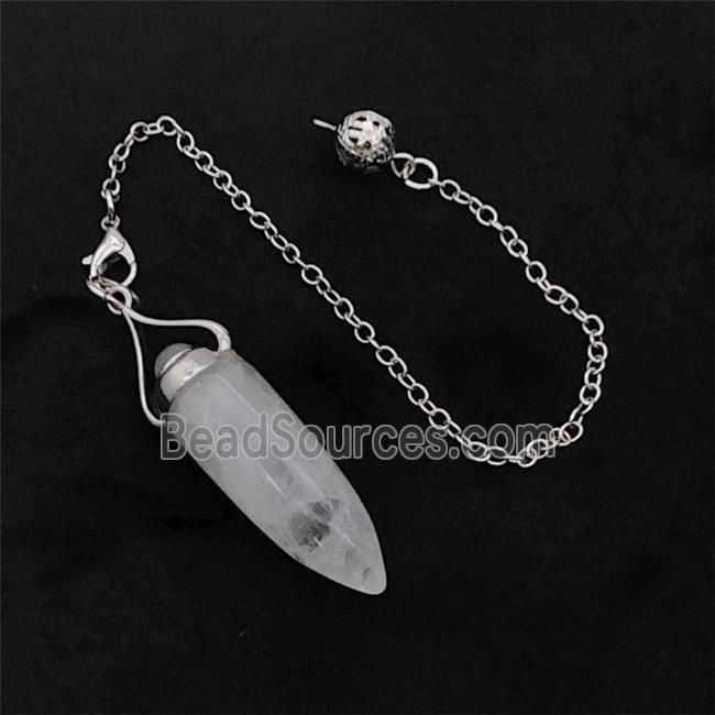 Clear Quartz Bullet Pendant With Chain