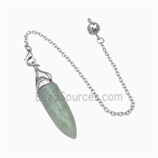 Green Aventurine Bullet Pendant With Chain