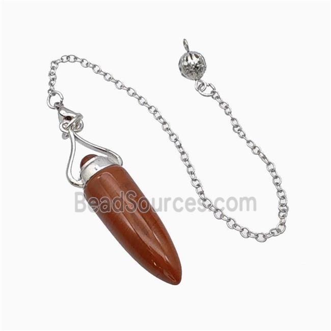 Red Jasper Bullet Pendant With Chain