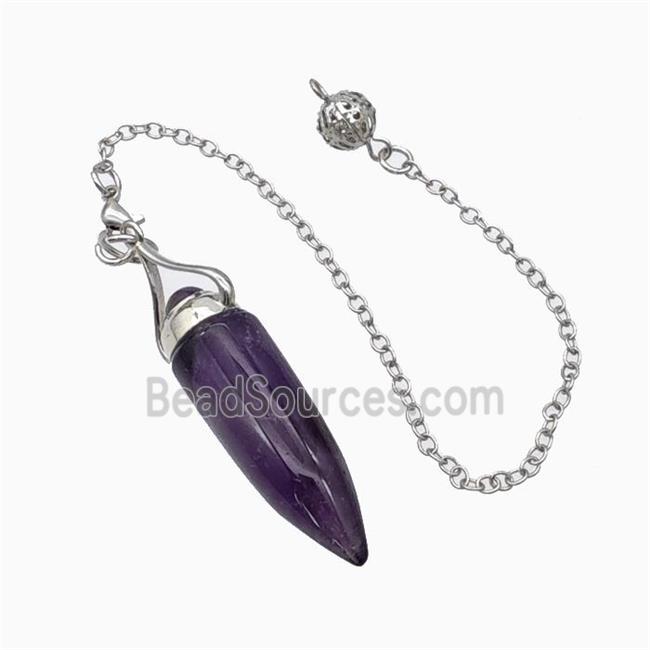 Purple Amethyst Bullet Pendant With Chain