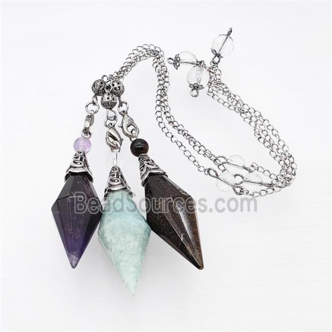 Mixed Gemstone Pendulum Pendant With Chain