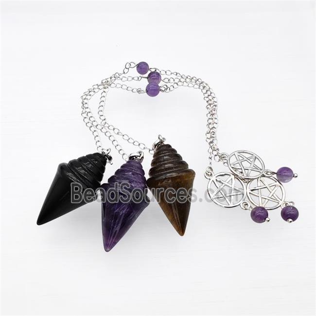 Mix Gemstone Pendulum Pendant With Chain