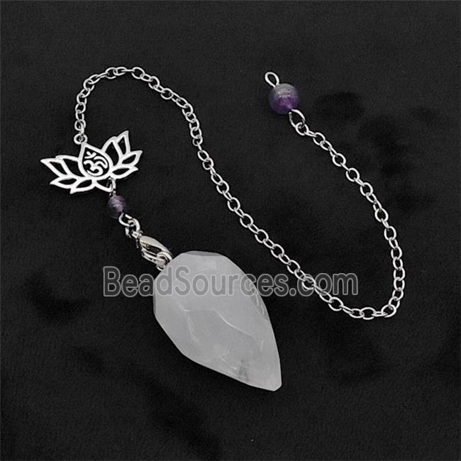 Clear Quartz Pendulum Pendant With Chain Lotus