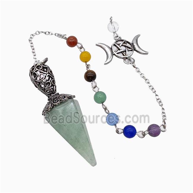 Green Aventurine Pendulum Pendant With Chakra Chain David Star