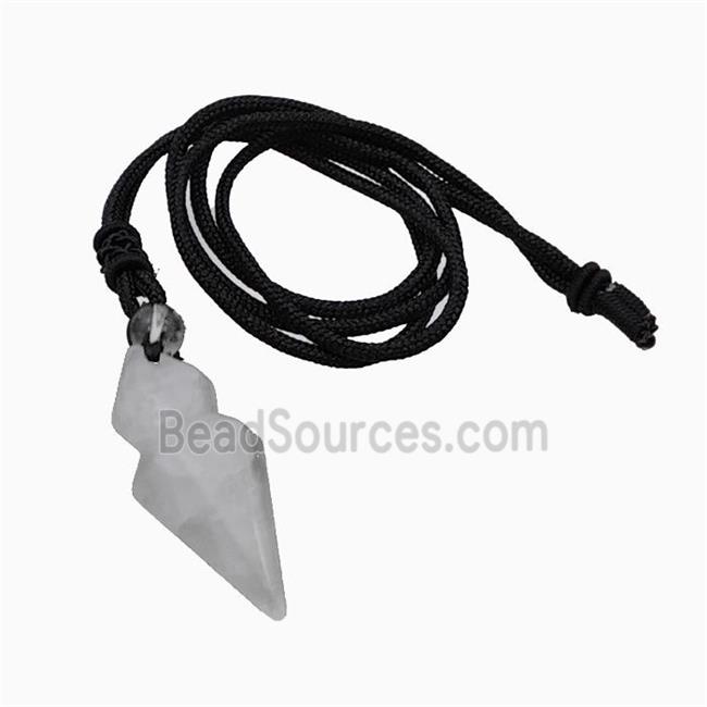 Clear Quartz Pendulum Necklace Black Nylon Cord