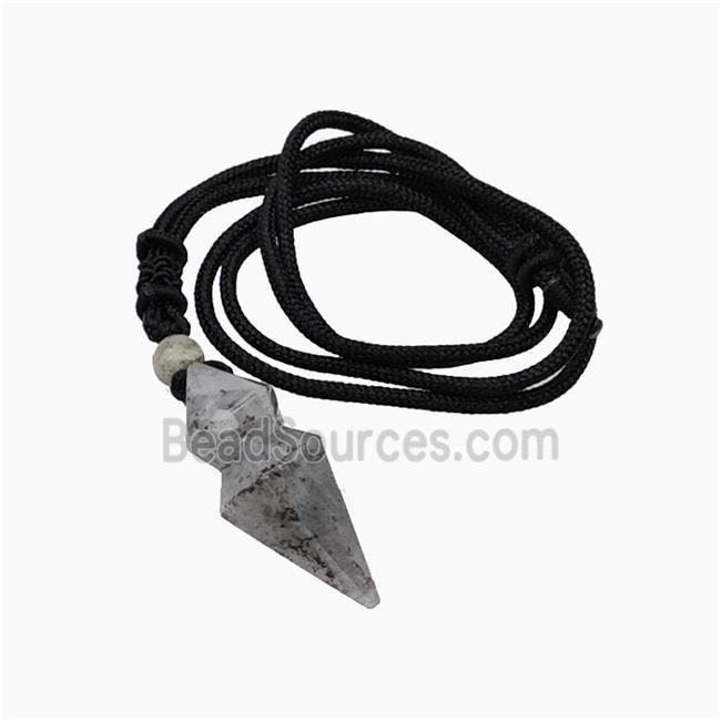 Labradorite Pendulum Necklace Black Nylon Cord