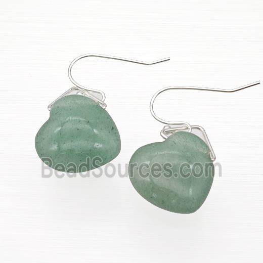 Natural Green Aventurine Heart Hook Earrings