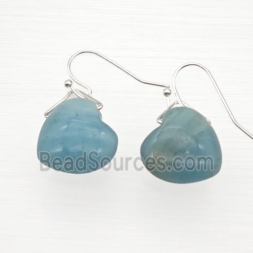 Natural Blue Amazonite Heart Hook Earrings