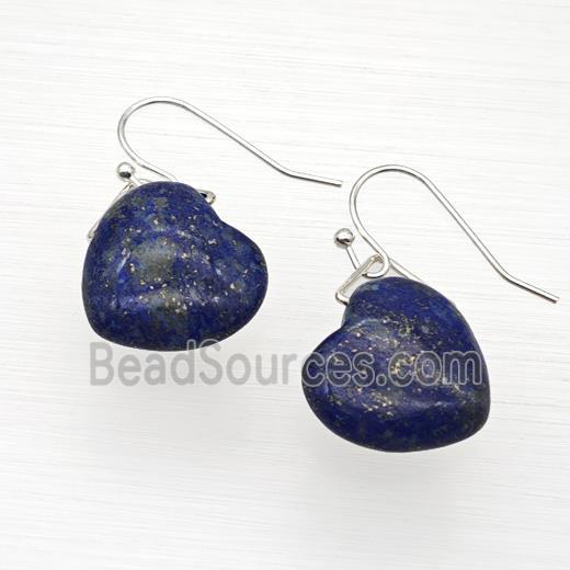 Natural Blue Lapis Lazuli Heart Hook Earrings