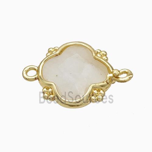 Natural Clear Quartz Clover Connector Gold Plated