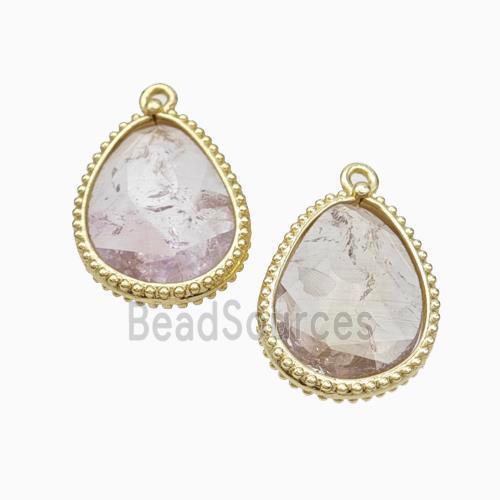 Natural Lt.purple Amethyst Teardrop Pendant Gold Plated