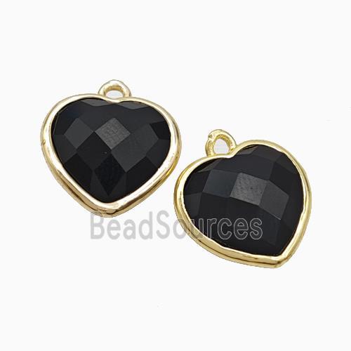 Black Obsidian Heart Pendant Faceted Gold Plated