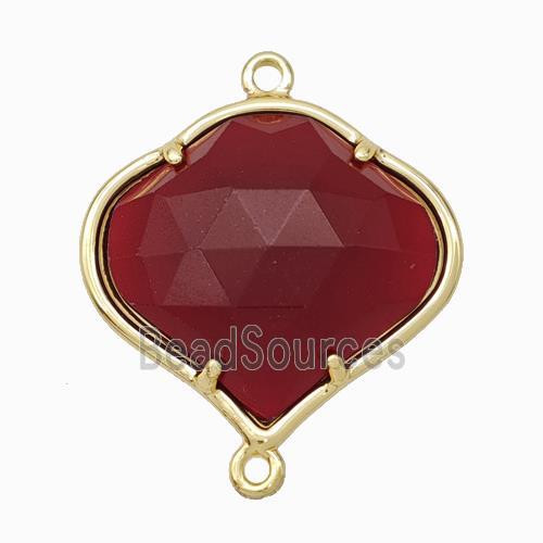 Natural Red Agate Dye FireBalloon Connector Gold Plated