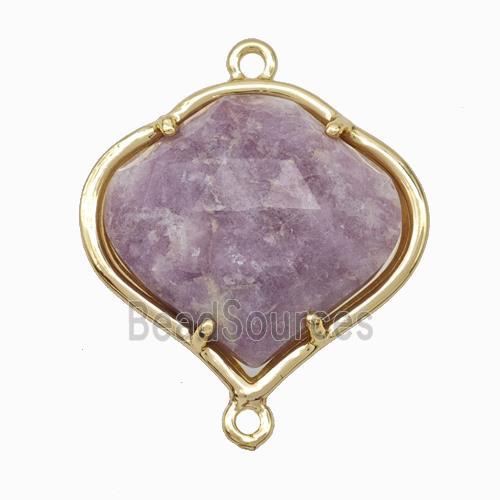 Natural Lilac Jasper FireBalloon Connector Gold Plated