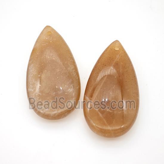 Peach Sunstone Teardrop Pendant