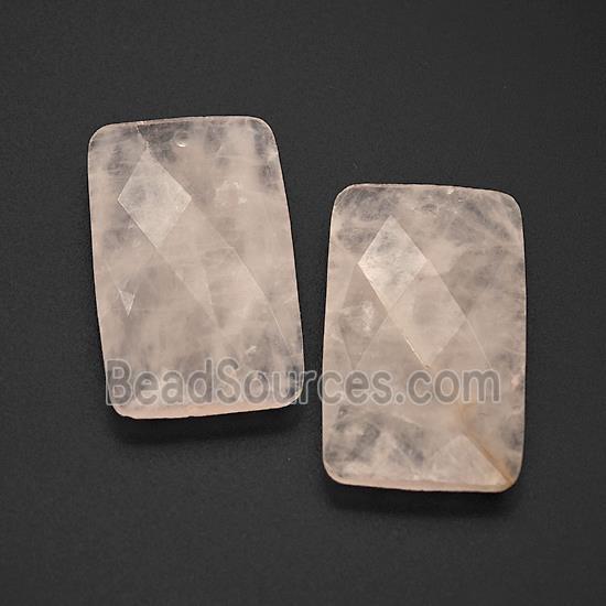 Natural Pink Rose Quartz Rectangle Pendant Faceted