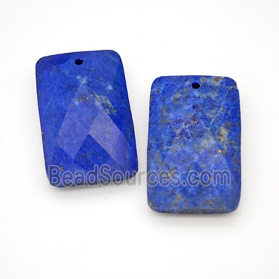 Natural Blue Lapis Lazuli Rectangle Pendant Faceted