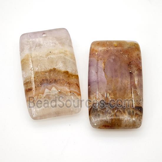 Natural Aurora Amethyst Agate Rectangle Pendant