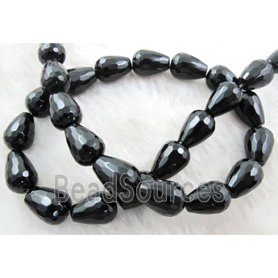 Natural Onyx Beads, Faceted Drip, black