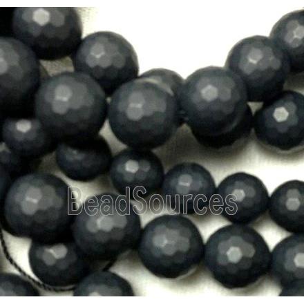 matte black onyx agate Bead, faceted round