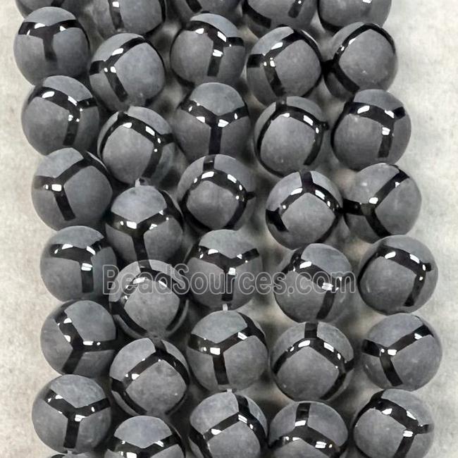 matte black onyx agate Beads, round