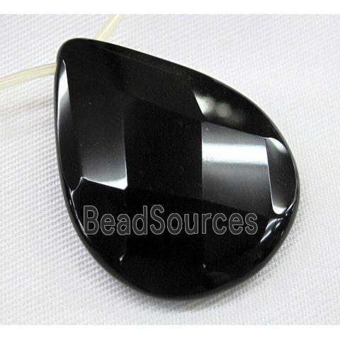 natural Onyx bead, hand-cutting, teardrop, A-grade, black