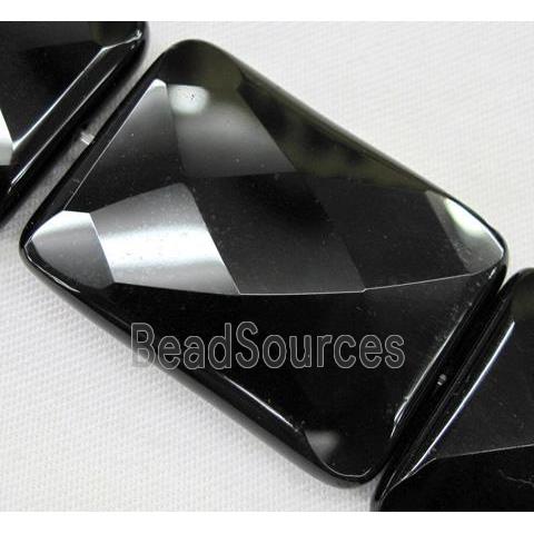 natural Onyx bead, hand-cutting, faceted rectangle, A-grade, black