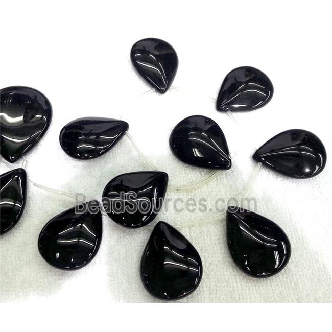 natural black Onyx Agate Beads, teardrop, top-drilled