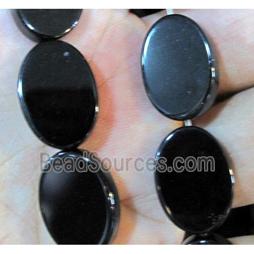 natural onyx beads, flat oval, A-grade