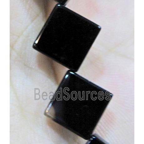 natural onyx bead, A-grade, square, corner-drilled