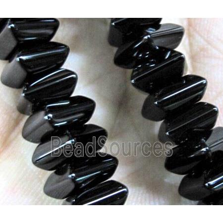 natural onyx bead, square, black, A-grade