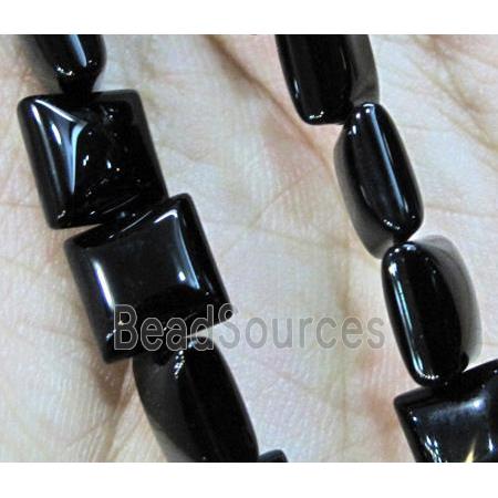 natural onyx bead, A-grade, black, square