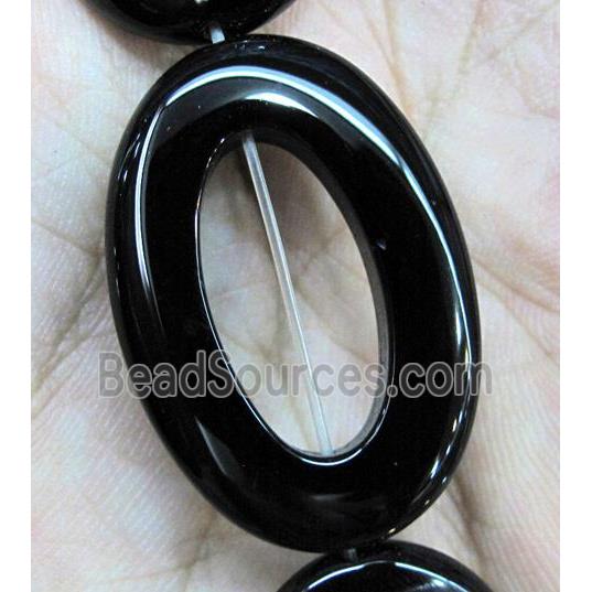 natural onyx bead, A-grade, obal-ring, black