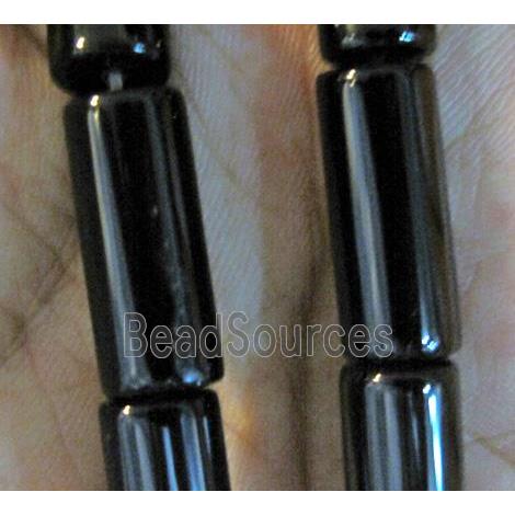 black natural onyx bead, A-grade, tube