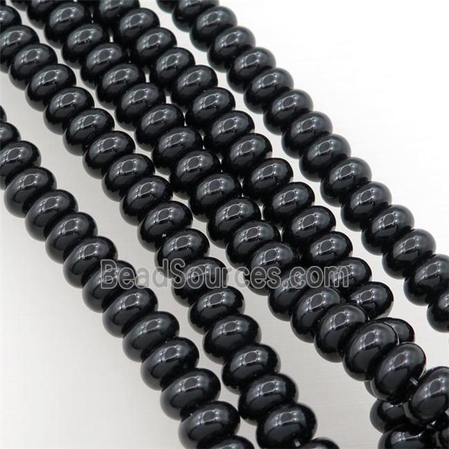 black onyx agate bead, rondelle