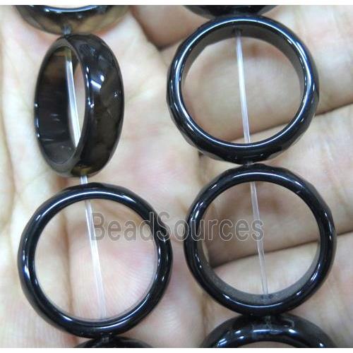 black onyx ring bead, faceted