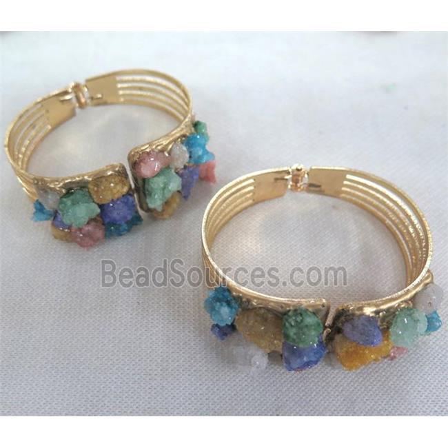 quartz druzy bracelet, gold plated