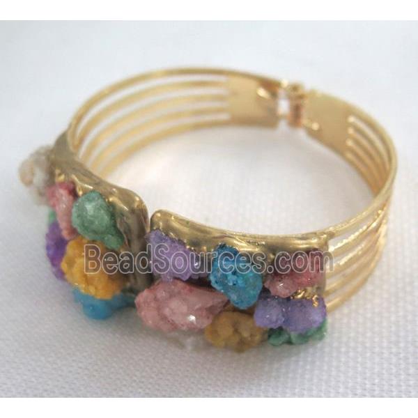 quartz druzy bracelet, gold plated