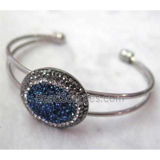 blue druzy agate bangle paved rhinestone