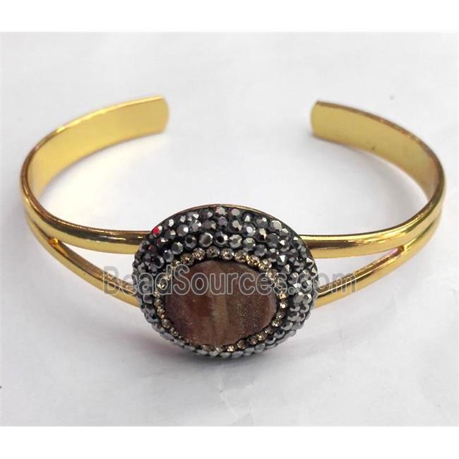 copper bracelet paved sunagate, gold plated