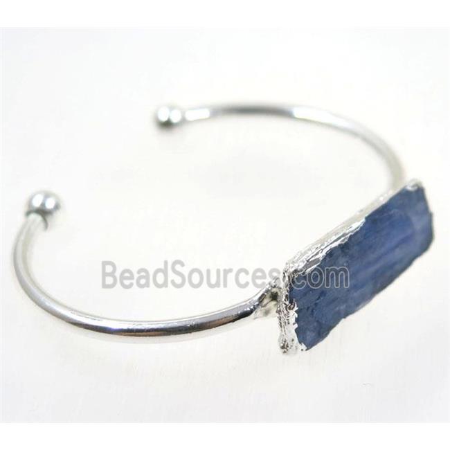 kyanite bangle, copper, silver plated