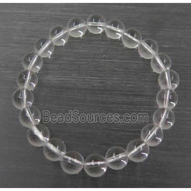 round Clear Quartz bead bracelet, stretchy